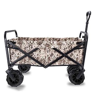 Imagem de LaYiQimn Carrinho de jardim dobrável, carrinho de compras resistente, carrinho de compras multifuncional para acampamento ao ar livre, supermercado com 4 rodas, carga: 90 kg/C
