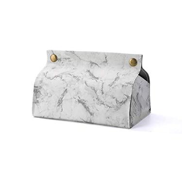 Imagem de CYYHGD Caixa de lenços de couro simples porta-guardanapos criativa com textura de mármore organizador organizador de guardanapos dobrável para mesa