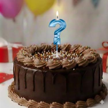 Imagem de Vela De Aniversário Design Número Com 7Cm Silver Festas Azul (Interrogação)