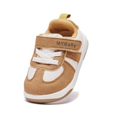 Imagem de Sapatos de bebê infantil meninos meninas tênis de caminhada malha respirável leve tênis para primeiros caminhantes 9 12 18 21 24 meses, Bm01-marrom, 12-15 Months Toddler