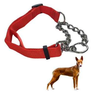 Imagem de Coleira Corrente Nylon Enforcador Aço Elo Torcido Caes