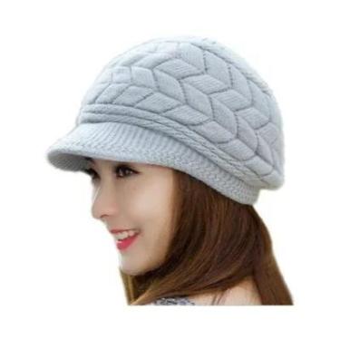 Imagem de Gorro De Lã Quente E Espesso Com Trançado, Proteção Contra O Vento Par