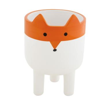 Imagem de Cachepot "Raposa" Branco e Laranja Em Ceramica 10 cm M02 - D'Rossi