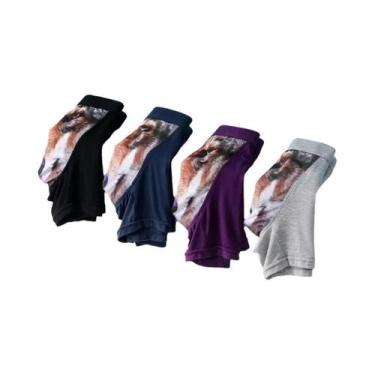 Imagem de Cuecas Boxer Masculinas De Modal Com Estampa 3D De Lobo Em Desenho Ani