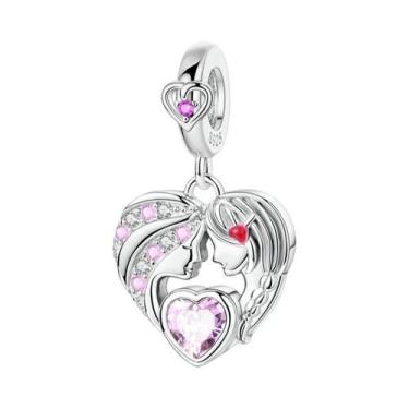 Imagem de Pingentes De Coração Mãe E Filha Em Prata Esterlina 925, Compatíveis C