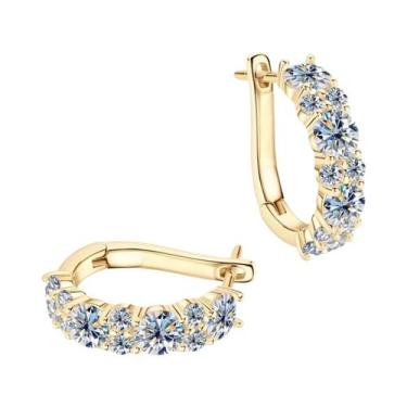 Imagem de Brincos De Argola Em Prata Esterlina 925 Com Moissanite Cor D 2.76Cttw