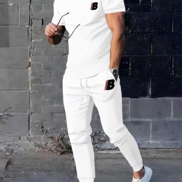 Imagem de Kit Streetwear Calça Moletom Camiseta Masculino Casual Moderno Estilos