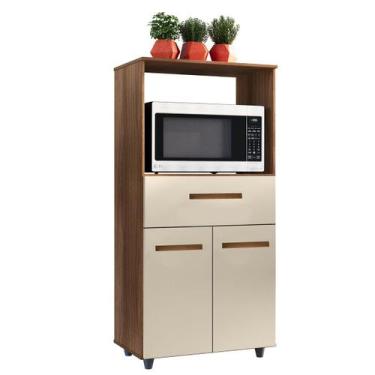 Imagem de Balcão Multiuso para Micro-Ondas 2 Portas 1 Gaveta Nalu Savana / Off W
