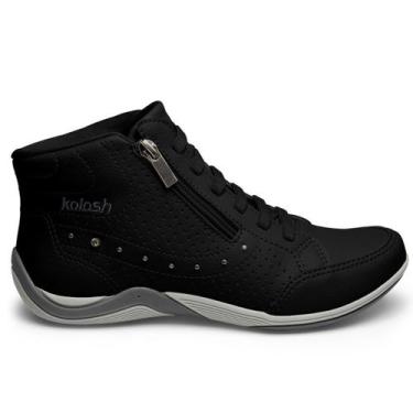 Imagem de Tênis Abotinado Feminino Kolosh com Zíper e Palmilha em Gel, Preto, 36