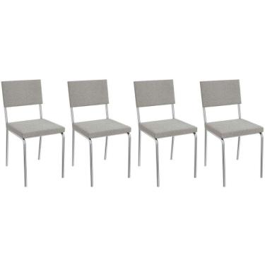 Imagem de Cadeira Sala De Jantar Zaria 2c128 Kit 4 Un Cromado - Boucle Cinza - Kappesberg