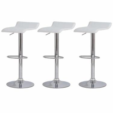 Imagem de Kit 3 Banquetas Altas Estofadas p/Cozinha Americana branca