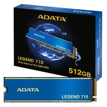 Imagem de SSD Adata Legend 710, 512GB, M.2 2280 PCIe Gen3 x4 NVMe 1.4, Leitura 2400 Mb/s E Gravação 1600MB/s - Aleg-710-512gcs