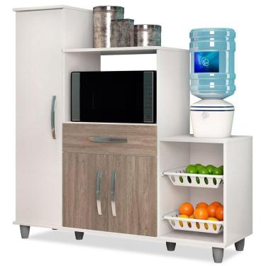 Imagem de Armário De Cozinha Com Fruteira E Nicho Ibiza - Lumil Móveis Branco/castanho