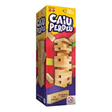 Imagem de Brinquedo Educativo Caiu Perdeu Jogo de Blocos Madeira Presente Crianç