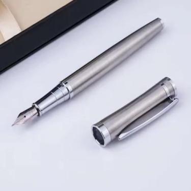Imagem de Caneta Tinteiro Executiva Metal Prata Fina 0,5Mm Gn2703 Luxo - Luyke