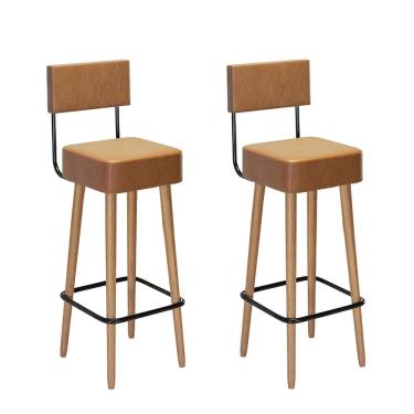 Imagem de Kit 2 Banquetas Altas Barcelona Couríssimo Amarula - Loja Sheep