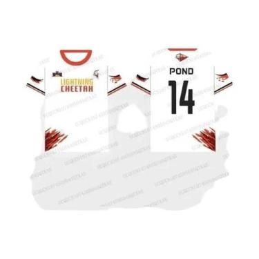 Imagem de Camiseta Esportiva Casual Branca White Lightning Cheetah De Gola Redon