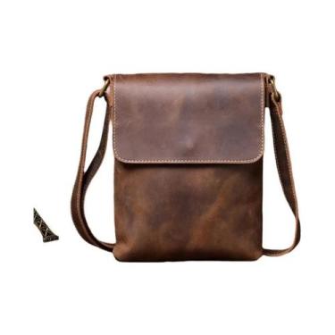 Imagem de Bolsa Transversal Masculina De Couro Genuíno, Bolsa De Ombro Fashion P