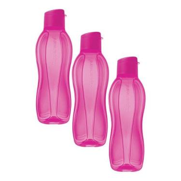 Imagem de Kit 3 Garrafas de Água Tupperware Eco Tupper Pink 1L