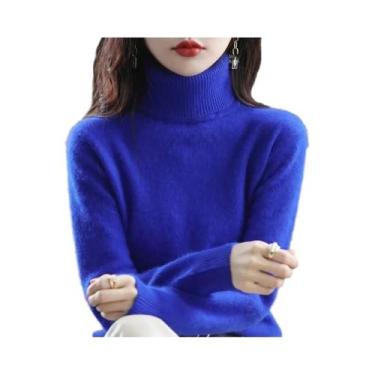 Imagem de Suéter De Cashmere Com Gola Alta Em Plush De Mink Para Mulheres Outono