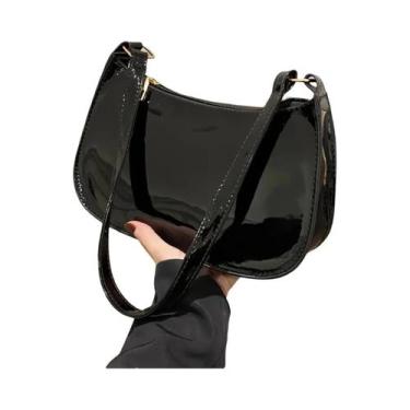 Imagem de Bolsa De Mão Vermelha Retro Em Couro Patente Para Mulheres, Pequena Bo