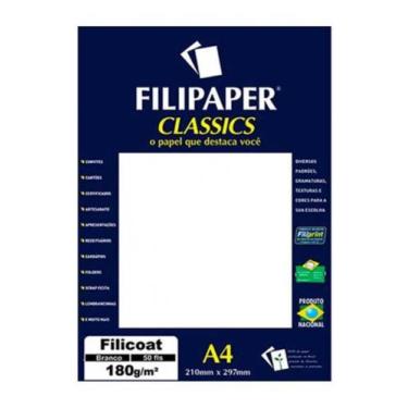 Imagem de Papel Filicoat Branco A4 210x297mm 180g/m² Filipaper 50Fls