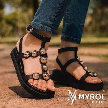 Imagem de Sandália Papete Aranha  Flatform com Esferas Verão - Myrol Outlet, 35,