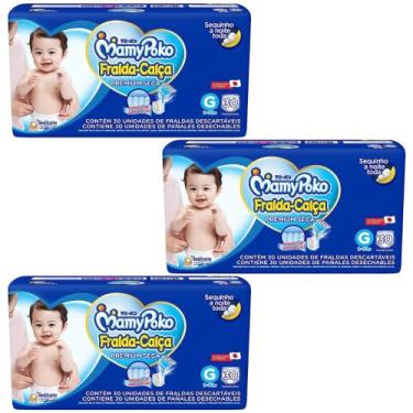 Imagem de Fralda Calça Mamypoko Super Seca Azul 3 Pacotes Tamanho G Com 30 Unida