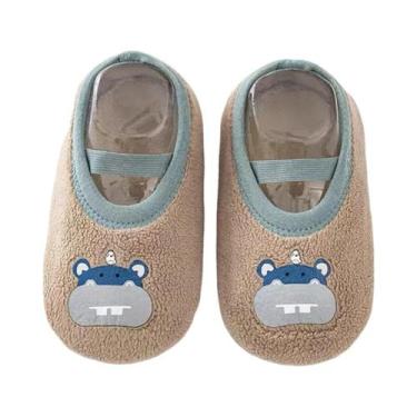 Imagem de Sapatinhos Antiderrapantes Quentes Para Bebês Recém-Nascidos Com Sola 
