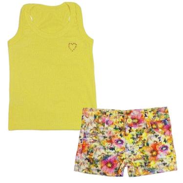 Imagem de Conjunto Look Jeans Blusa + Shorts Amarelo - 1 - UNICA-Feminino