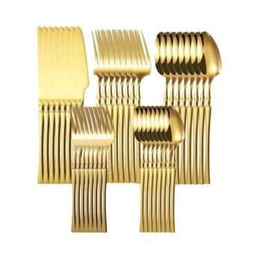 Imagem de Conjunto De Talheres De Aço Inoxidável 20 30 40 Peças Faca Garfo Colhe