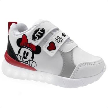 Imagem de Tênis Infantil Mini Pé Feminon Minnie Tira Auto Colante Estiloso Led Luz-Feminino