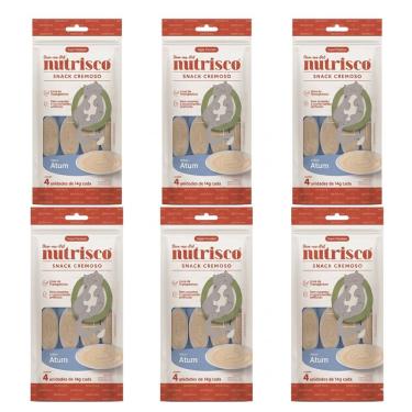 Imagem de Kit Petisco para Gatos Snack Cremoso Nutrisco Sabor Atum 56g C/6 Unidades