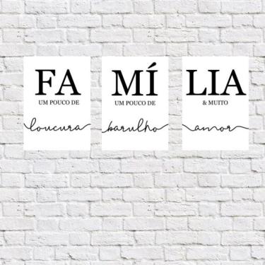 Imagem de Kit 3 Placas Decorativas Família 18x27cm