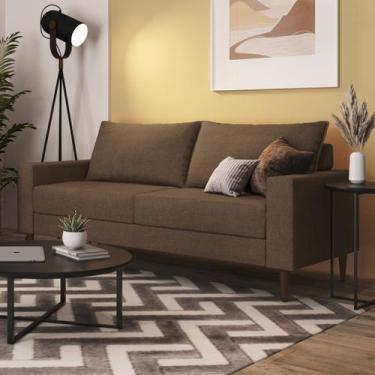 Imagem de Sofá Living Ascona 3 Lugares Estrutura e Pés em Eucalipto Tecido Linho