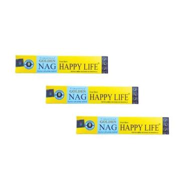 Imagem de KIT Com 3 Incensos Indiano Massala Golden Nag Varetas, Happy Life