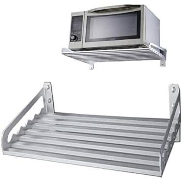 Imagem de Suporte De Prateleira De Cozinha Montado Na Parede, Rack De Armazenamento Industrial Resistente, Para Forno De Microondas/prateleiras De Especiarias,Branco,80×40cm(31,5×5,7 Polegadas),Serene16