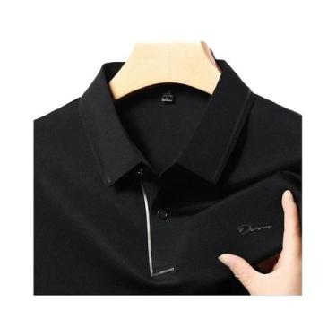 Imagem de Camisa Polo Masculina Casual De Negócios De Manga Longa, Cor Sólida, R