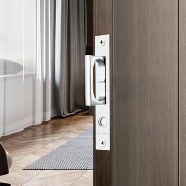 Imagem de Dontay Puxador de borda de porta de bolso com anel pop-up (12 cm), alça embutida oculta e puxadores de dedo embutidos, design de aderência de 2 dedos para portas de correr, armário, ferragens de