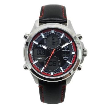 Imagem de Relógio Masculino de Aço Tuguir AnaDigi Infinity GCS-1273 Prata e Preto e Vermelho-Masc...