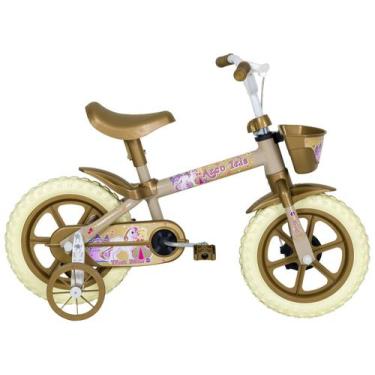 Imagem de Bicicleta Infantil Aro 12" Track Bikes Arco Íris Bege e Dourado com Ce