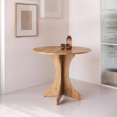 Imagem de Mesa de Jantar Redonda Geovani 80cm para 4 Lugares em Madeira Maciça n