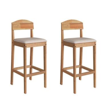 Imagem de Kit 2 Banquetas Altas Capri para Bancada e Cozinha na Cor Amêndoa com 