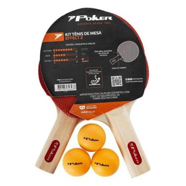 Imagem de Kit Tênis de Mesa Poker Effect II com 2 Raquetes 3 Bolas Ref. 09147, L