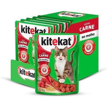 Imagem de Caixa de sachês Kitekat para gatos adultos sabor carne ao molho 70g. c
