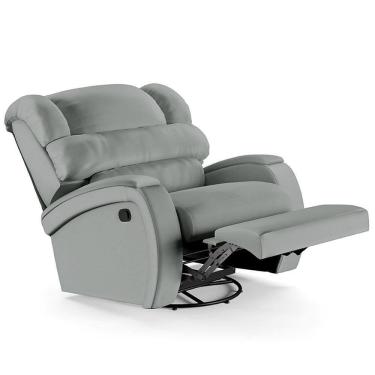 Imagem de Poltrona Do Papai Reclinável Kalie Glider Giratória Usb Fh9 Pu Cinza - Mpozenato