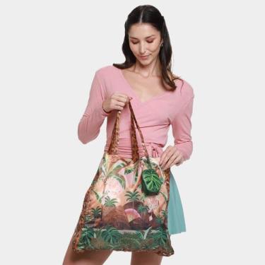 Imagem de Bolsa Farm Sacola Me Leva Rio De Mosaico Feminina, Marrom, Verde, Únic