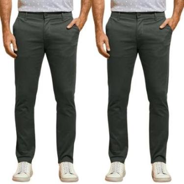 Imagem de Kit 2 Calças Industrie de Sarja Chino Com Bolso Traseiro Embutido Alfaiataria Skinny Ci...