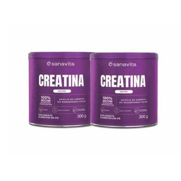 Imagem de Kit 2x Creatina Sanavita 300g  Pura Monohidratada Neutra Zero Carbo co