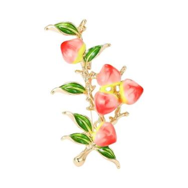 Imagem de Broche De Esmalte Com Ramo De Romã E Strass Unissex Feminino, Alfinete